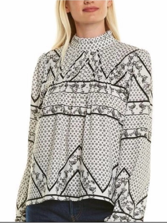 Maison D’Amelie Tops - Maison D’Amélie Paris Pintuck Ruffle Collar Long Sleeve Blouse Top Size M
